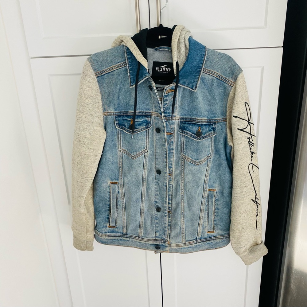 Hollister men’s jacket denim small sweatshirt hooded